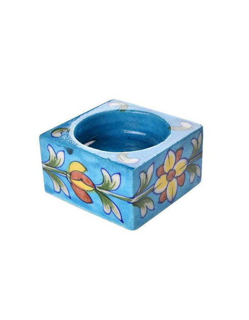 Blue Pottery Candle Holder Set Of 2pcs.